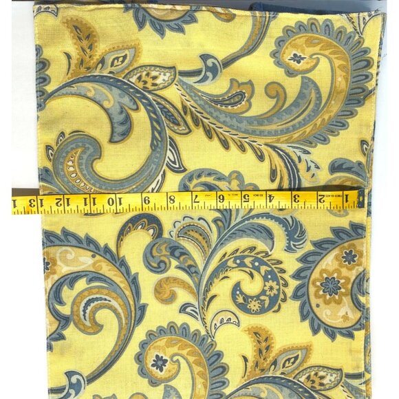 Handmade Paisley Table Runner 65" Center Opening Yellow Blue Floral Feathers - Picture 4 of 9